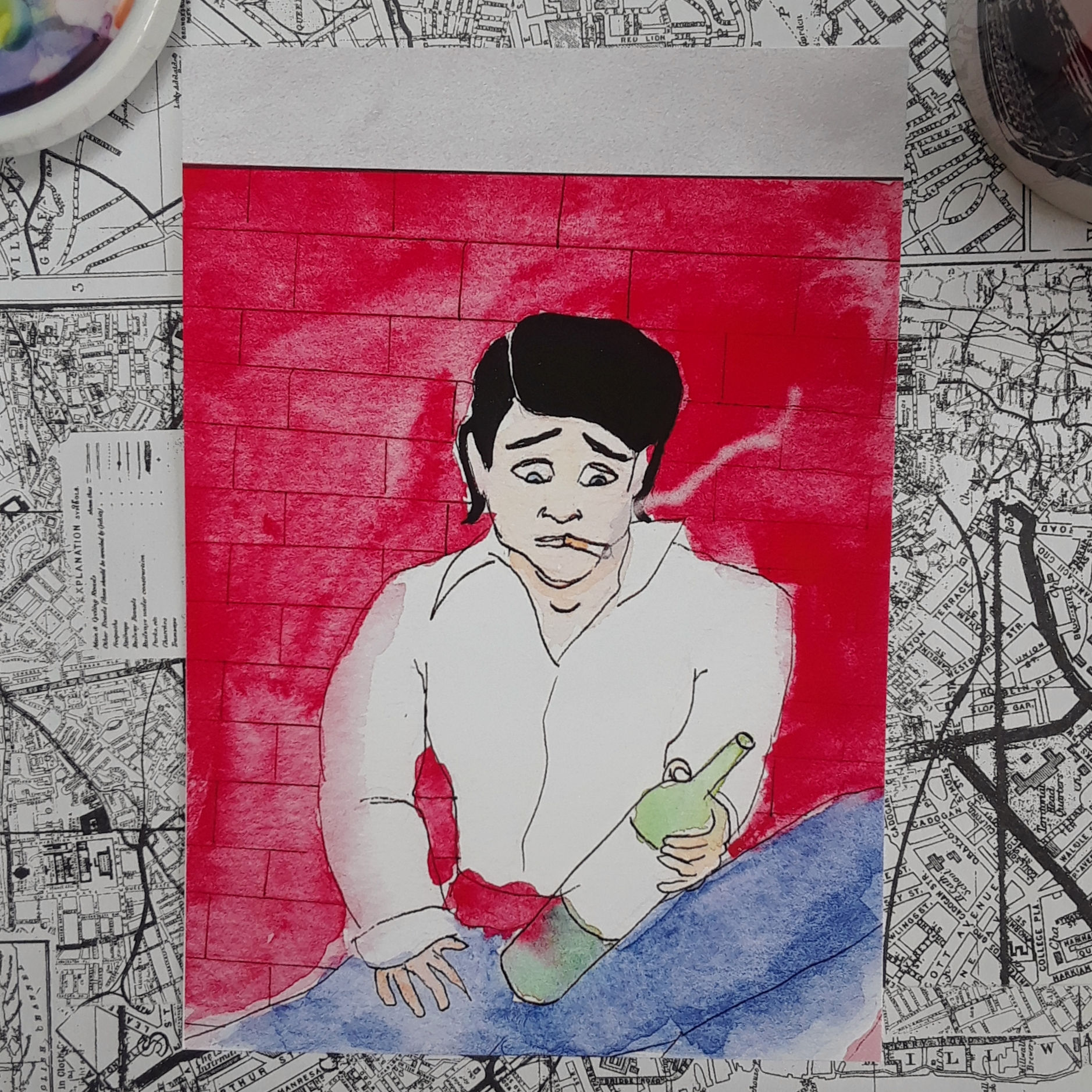 Not So Happily Aftermath // Funny Quirky Watercolor Art Print // 5"x7"