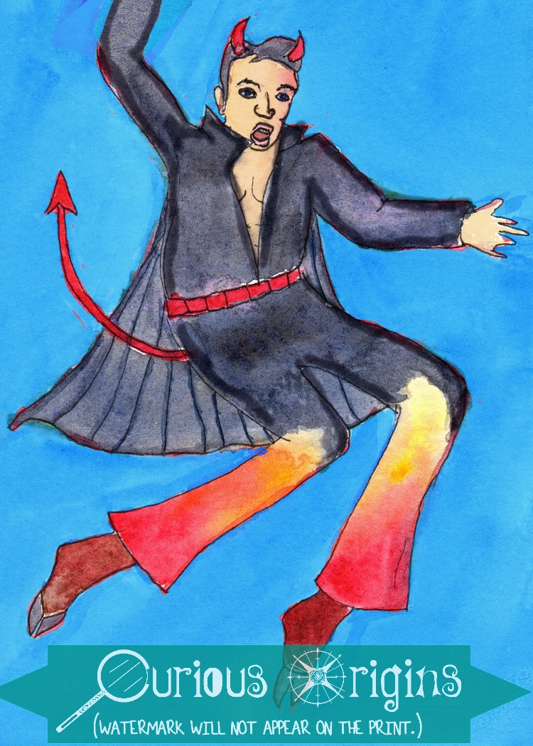 Thumbnail: Elvis is the King Of Hell / Funny Quirky Watercolor Art Print / 5"x7"