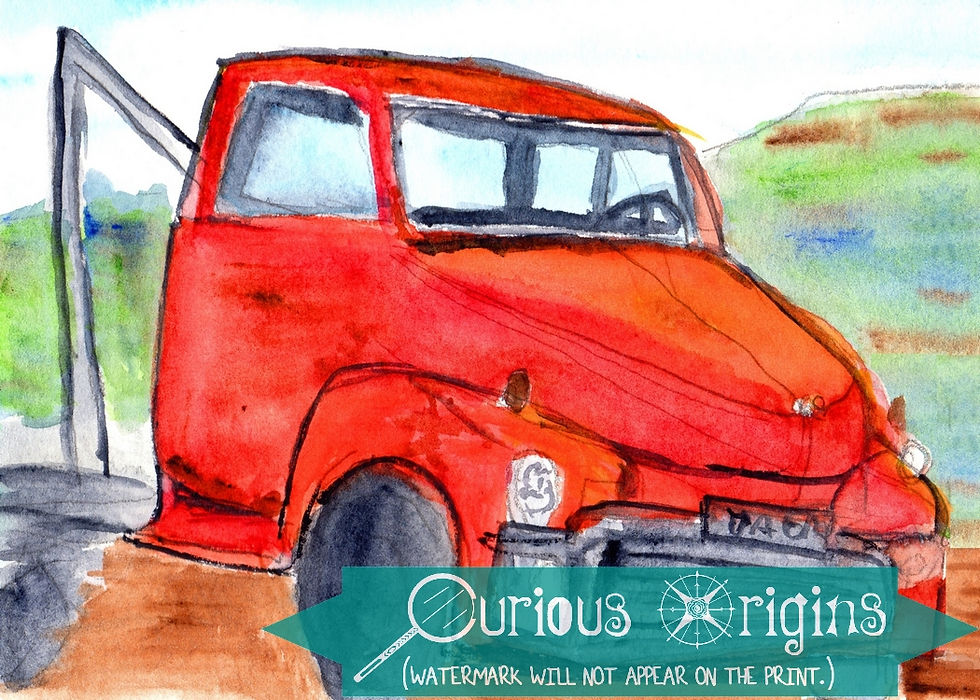 Thumbnail: Red Vintage Truck Art Print / Kitschy Travel Gift / 5"x7" or 127mm  x 177.8mm