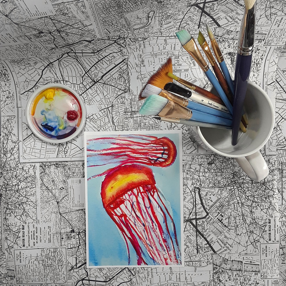 Thumbnail: Jelly Fish Watercolor Print / Marine Life Lover Gift / Baby Room /Bathroom Decor