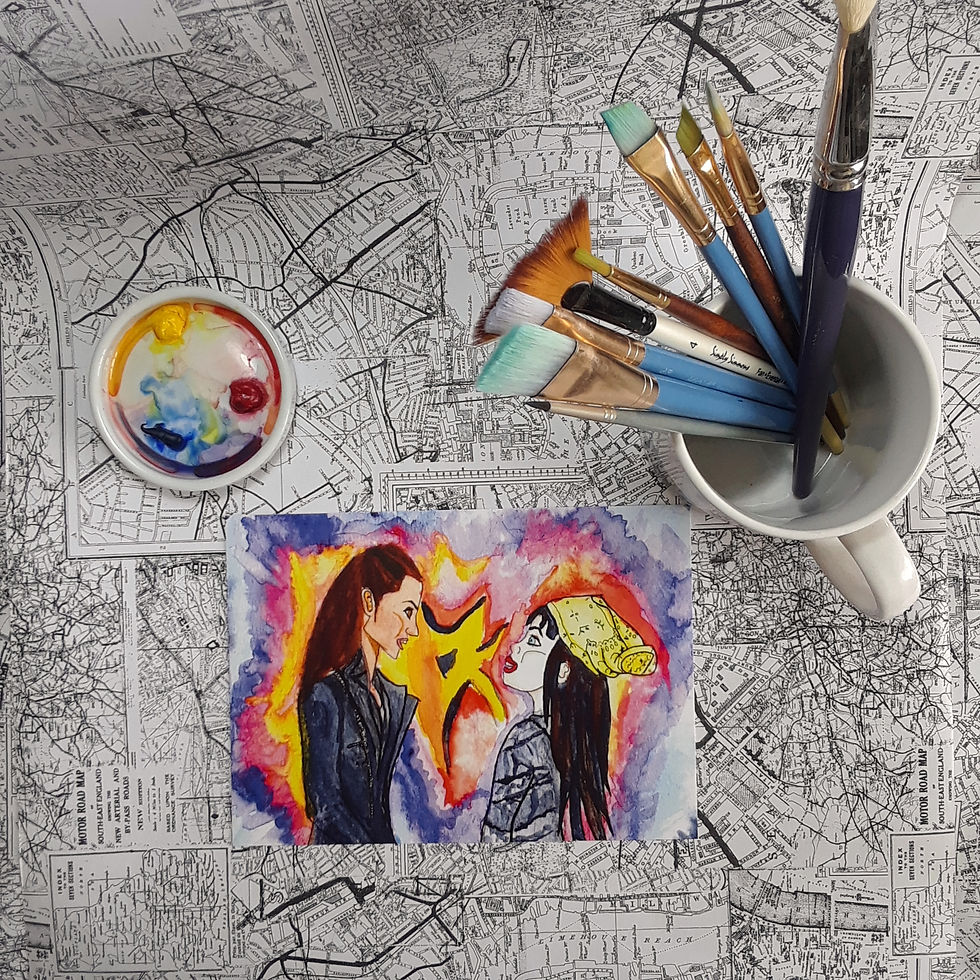 Thumbnail: Bo and Kenzi / Lost Girl Watercolor Painting Art Print / Best Friend Art Print