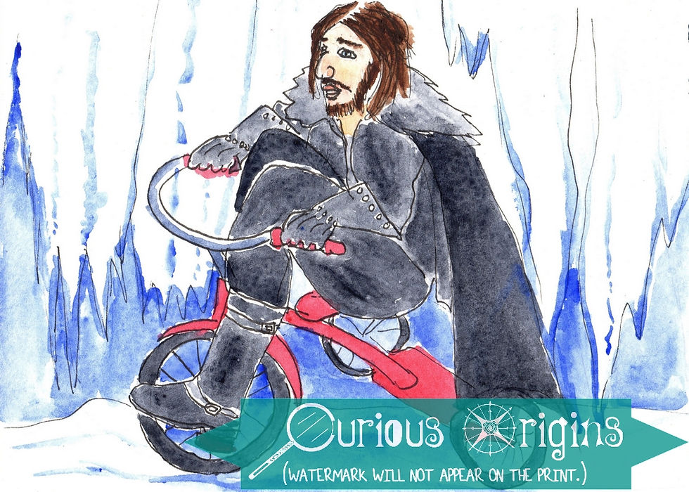 Thumbnail: Jon Snow on a Tricycle / Game of Thrones /Funny Watercolor Art Print Watercolour