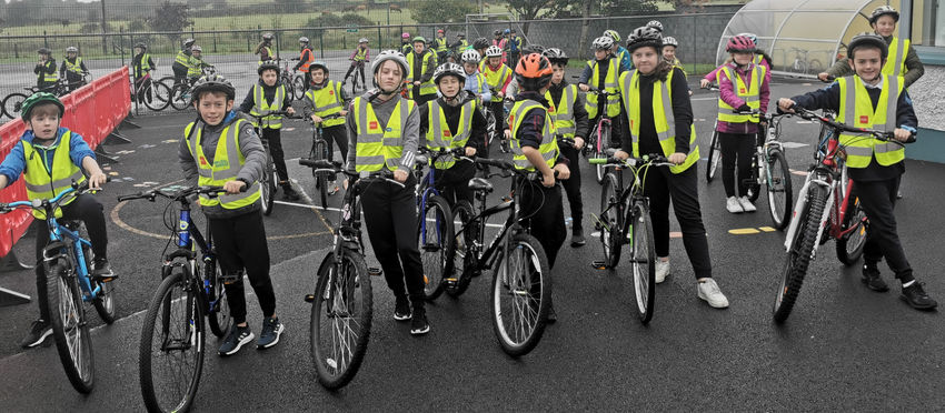 Bike Week . 4th to 6th Class Participating in a Great Morning of Cycling