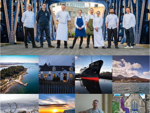 A collage of photos of the Simpson families collection of hotels in Scotland.