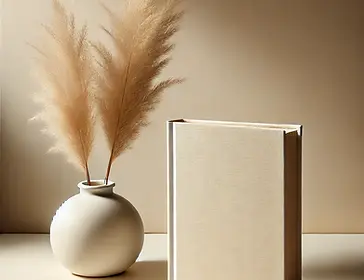 DALL·E 2024-11-13 11.03.25 - A minimalist scene with a closed, plain white hardcover book