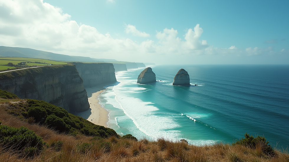 Wide angle view of a stunning coastal landscape
