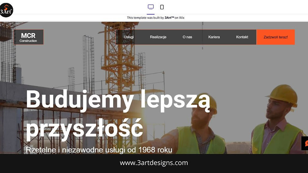 Szablon www odpowiedni dla: Firmy budowlane, wykonawcy i firmy projektowe