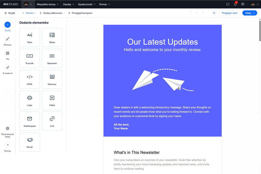 Narzędzie email marketingu w Wix ułatwia utrzymywanie kontaktu z Twoimi klientami.