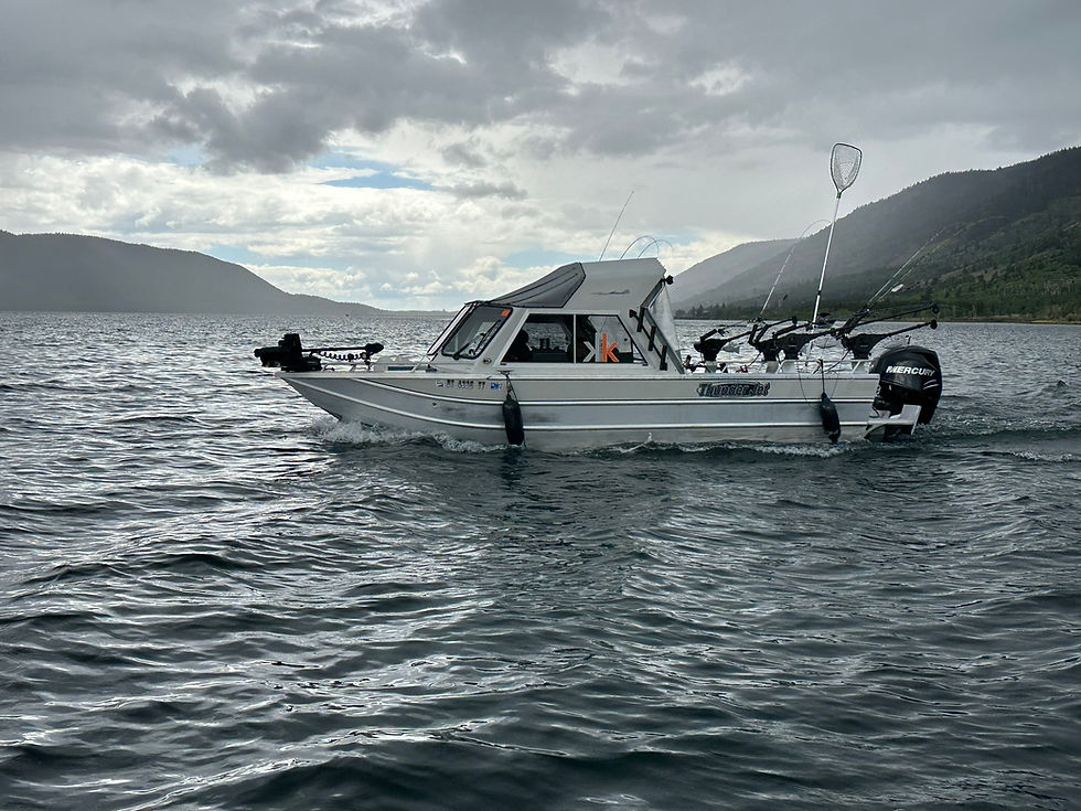 Kokanee Krew Guide Boat at Fish Lake Kokanee Fishing