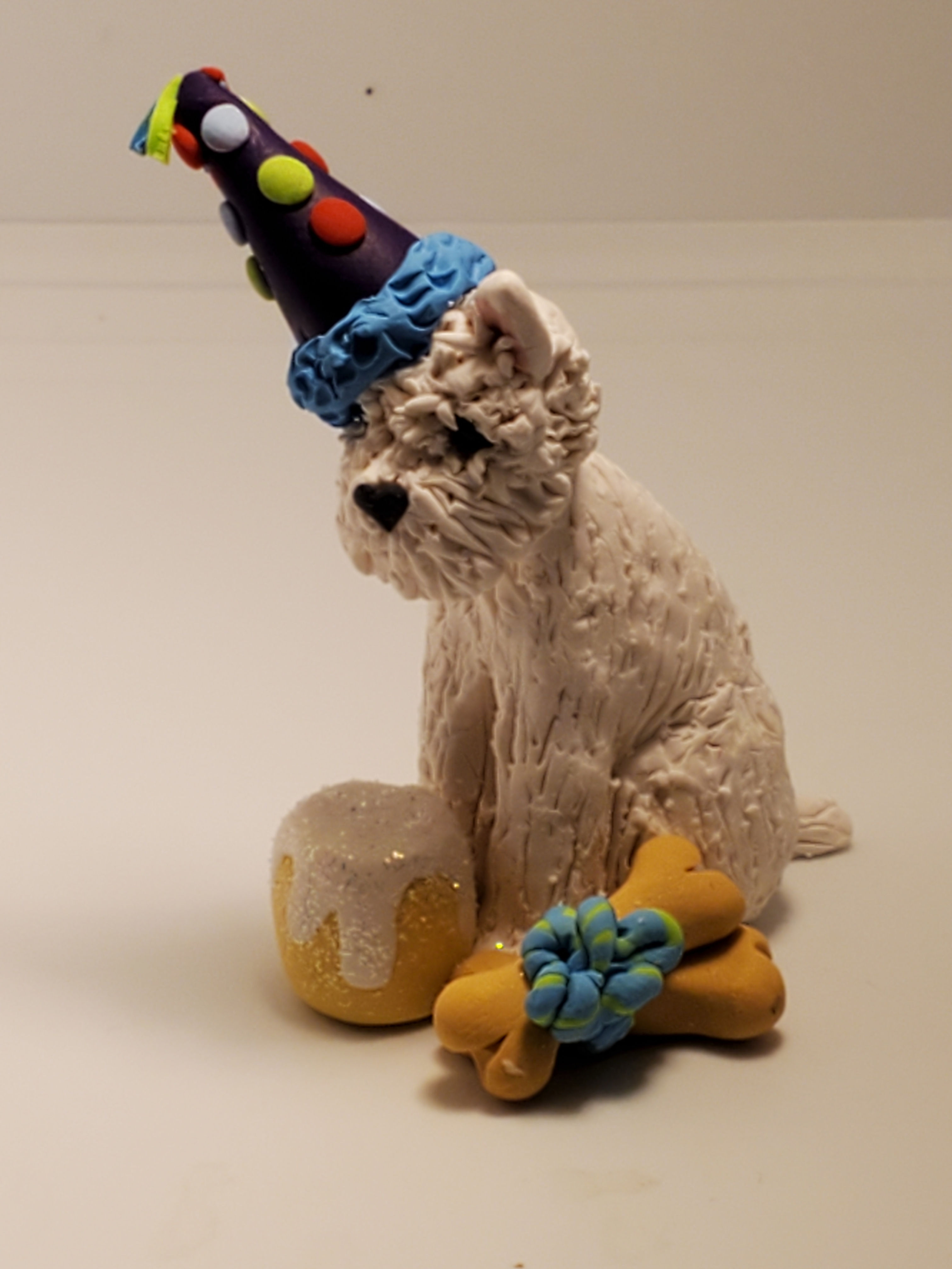 West Highland Terrier BIRTHDAY Miniature Figurine Hand Made Polymer Clay WESTIE