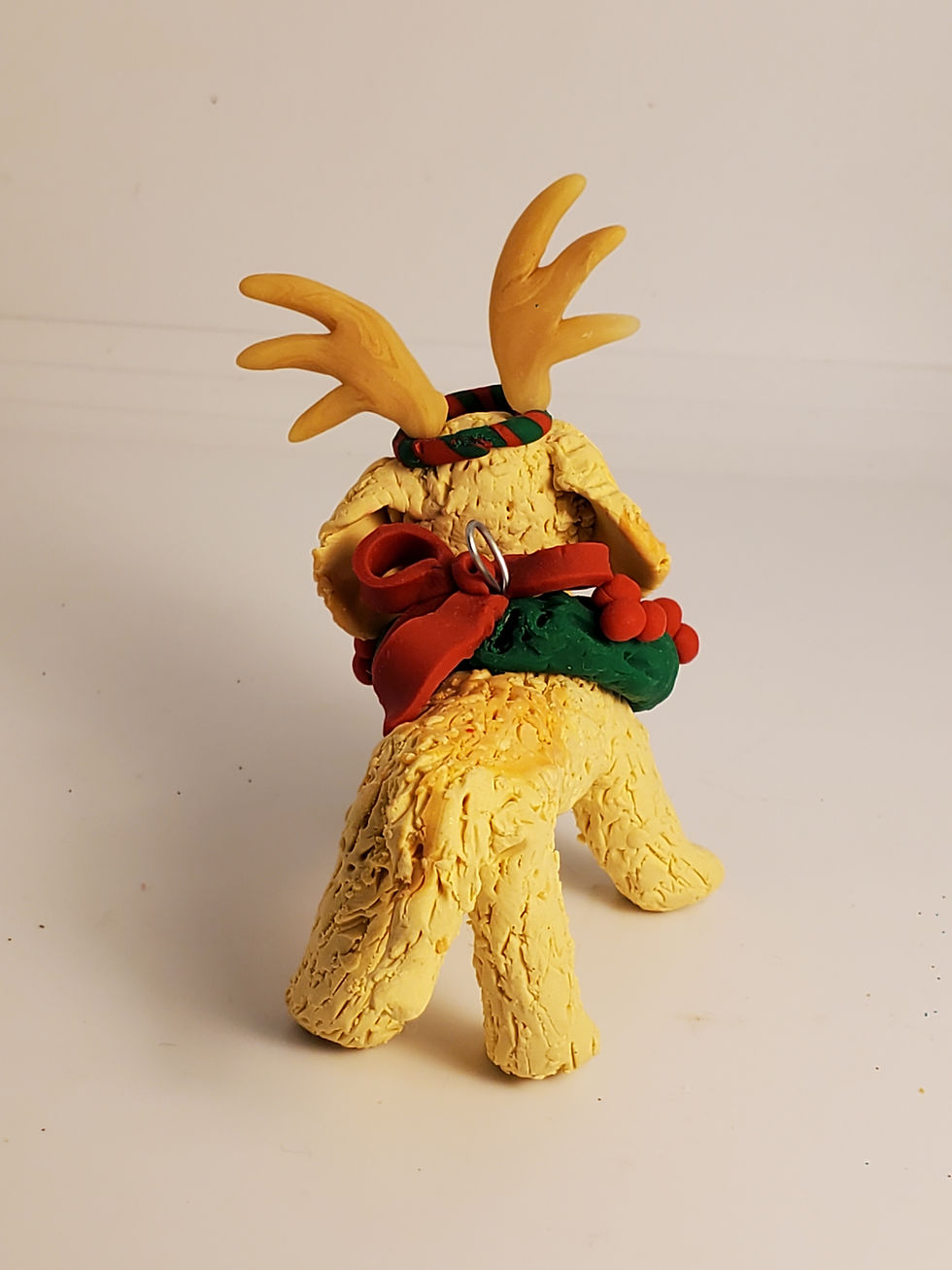 Thumbnail: GOLDENDOODLE LABRADOODLE w/WREATH and ANTLERS Polymer Clay HAND MADE