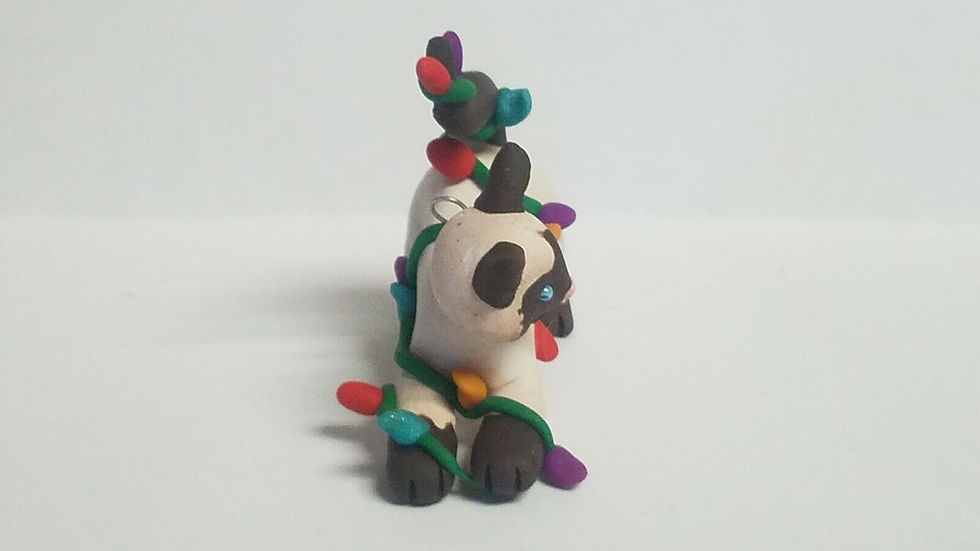 Thumbnail: SIAMESE  standing Tangled in Christmas Lights Christmas Ornament