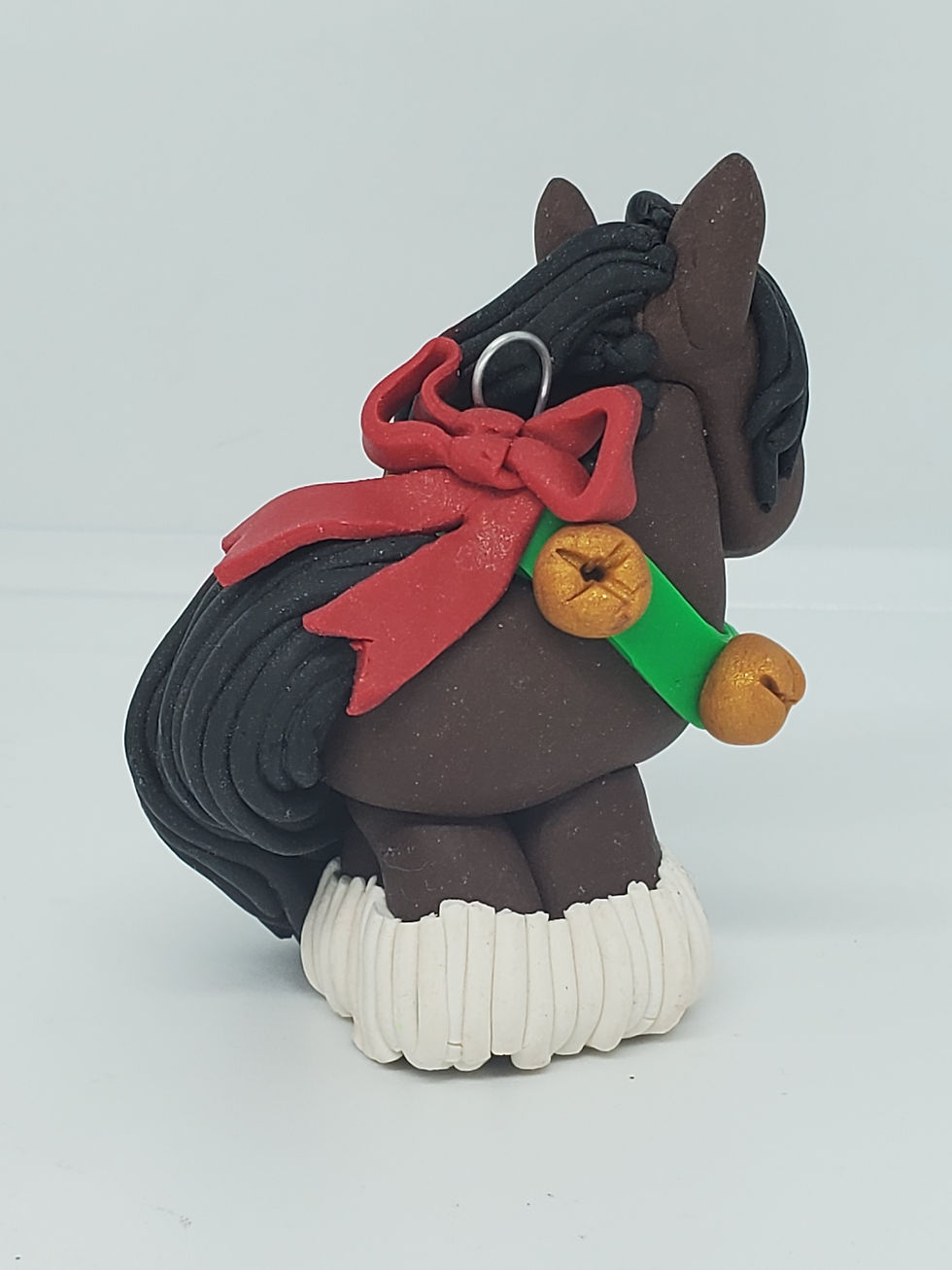 Thumbnail: HORSE CHRISTMAS ORNAMENT CLYDESDALE Wearing Sleigh Bells HAND MADE Polymer Clay