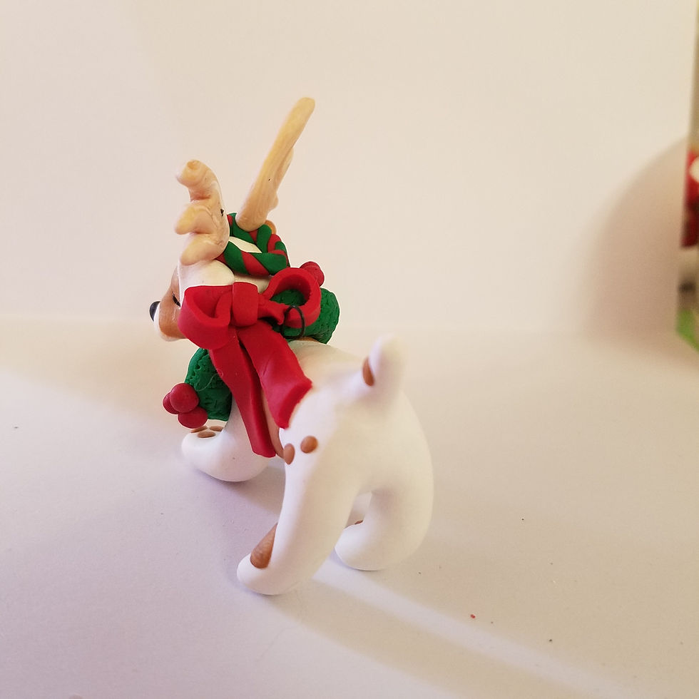 Thumbnail: Jack Russell Terrier Dog with Antlers and Wreath Ornament