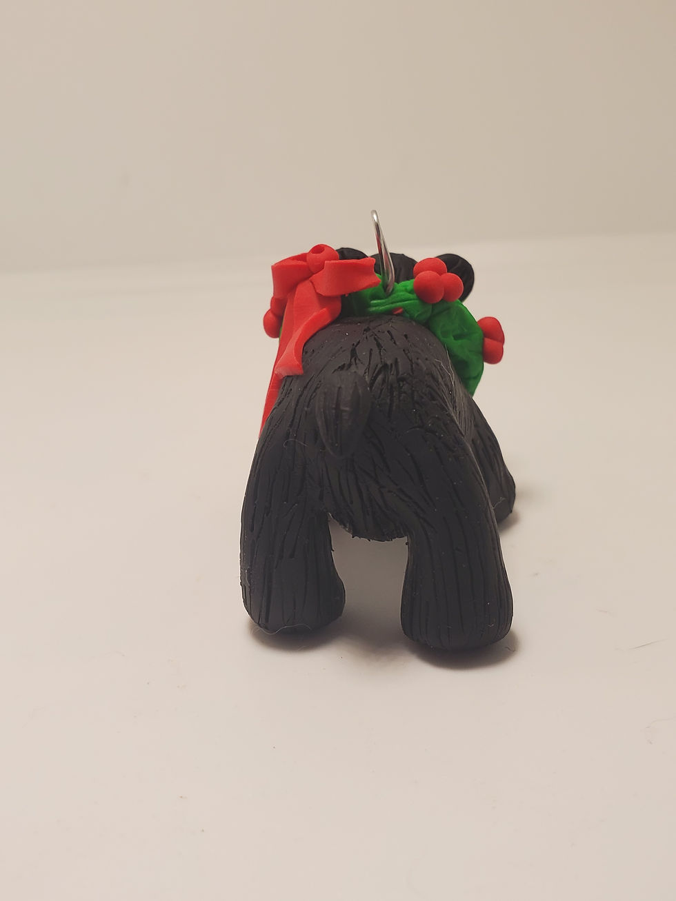 Thumbnail: BLACK BEAR CHRISTMAS ORNAMENT Adorned with a Holiday Wreath HAND MADE Polymer