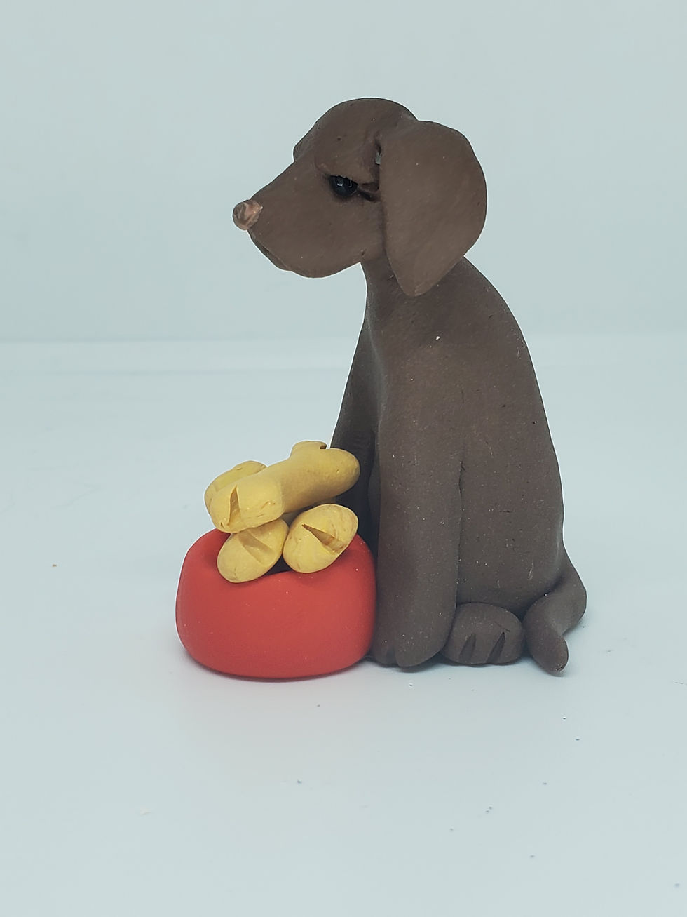 Thumbnail: CHOCOLATE LAB With Dog Dish of Bones Christmas Ornament CAN BE PERSONALIZED