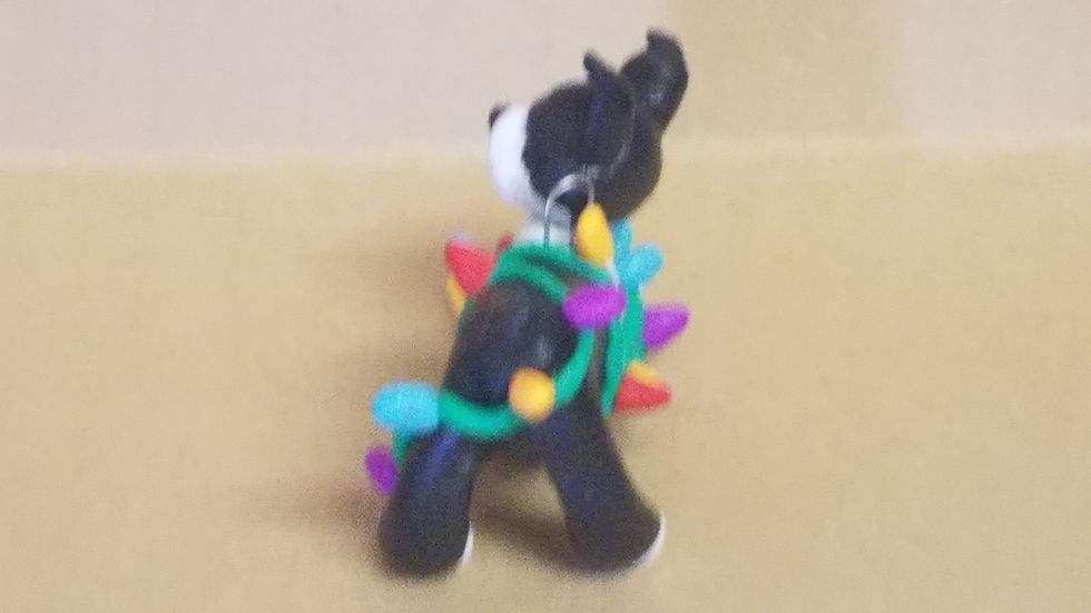 Thumbnail: BOSTON TERRIER Christmas Ornament Tangled in Christmas Lights Hand Made