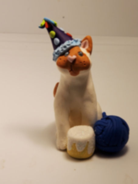 FLAME POINT SIAMESE BIRTHDAY Miniature Figurine Hand Made Polymer Clay