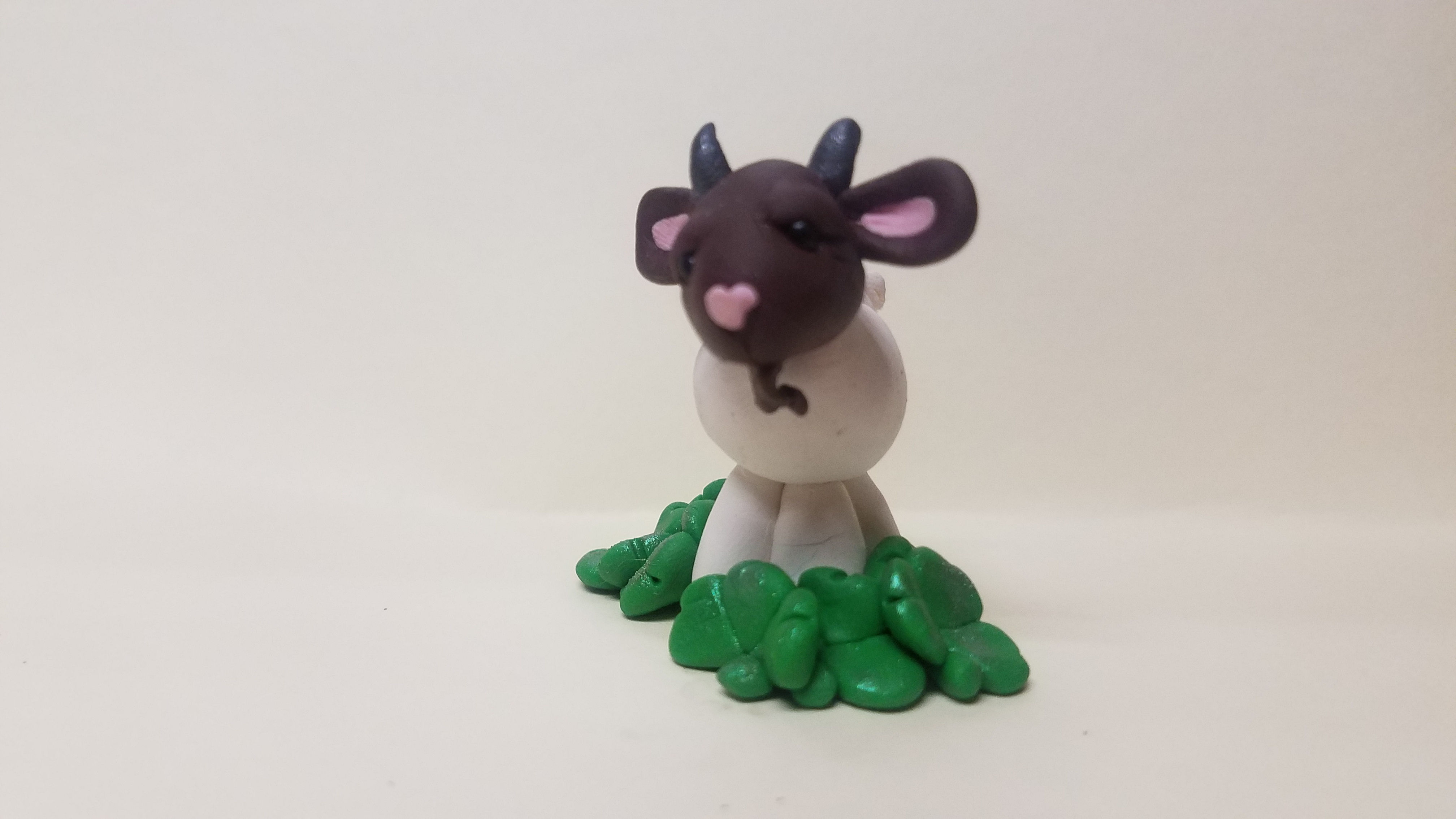 BOER GOAT Miniature Figurine ST PATRICKS DAY Shamrocks