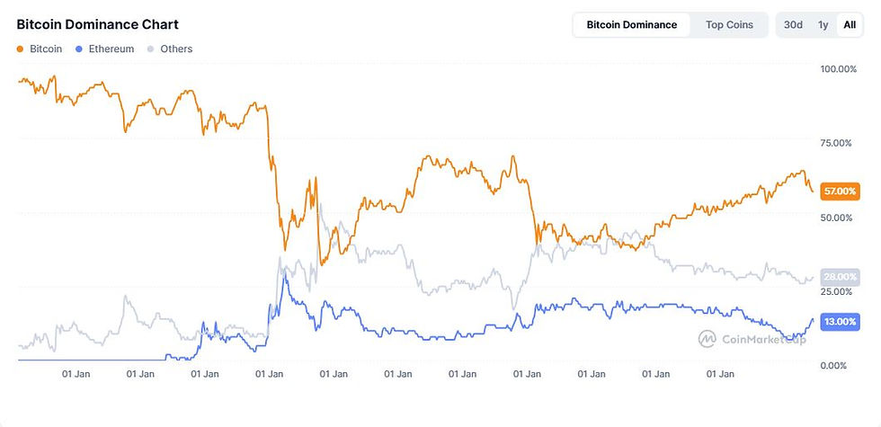 Eye-level view of a person analyzing cryptocurrency trends on a laptop