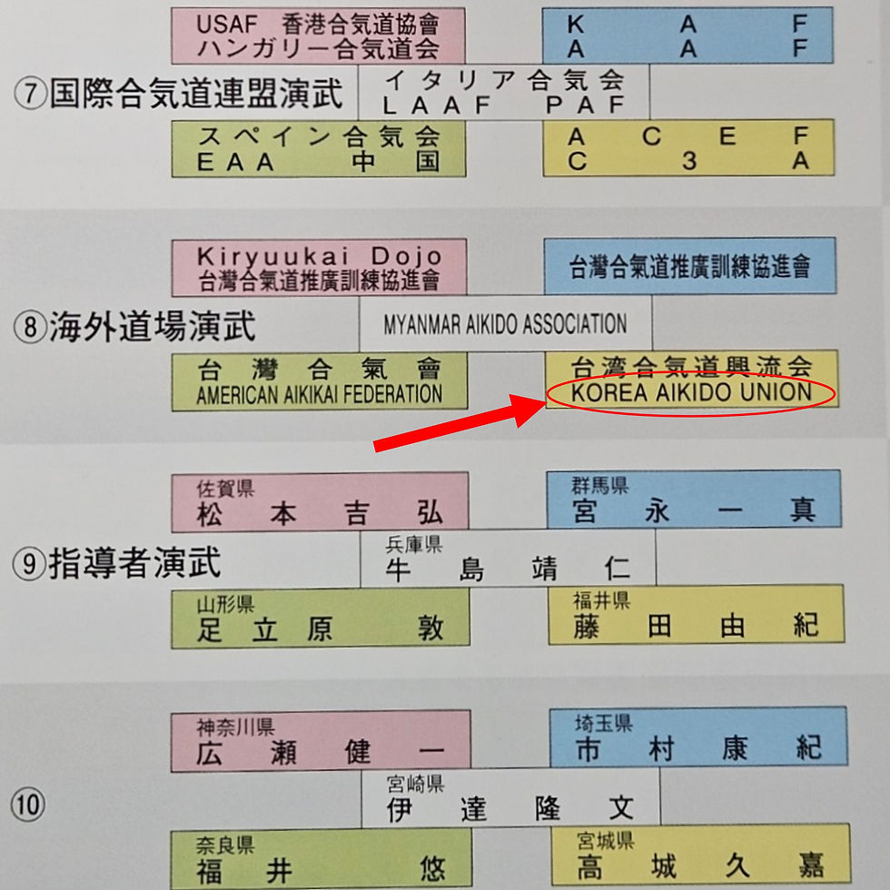 제63회 전일본연무대회 KAU 참가 후기 - KAU 참가 순서 (2부 8번째 해외도장 연무)