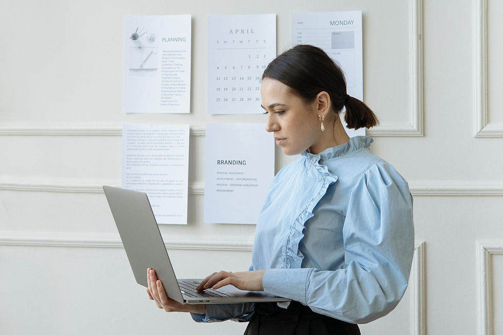 a woman and a laptop