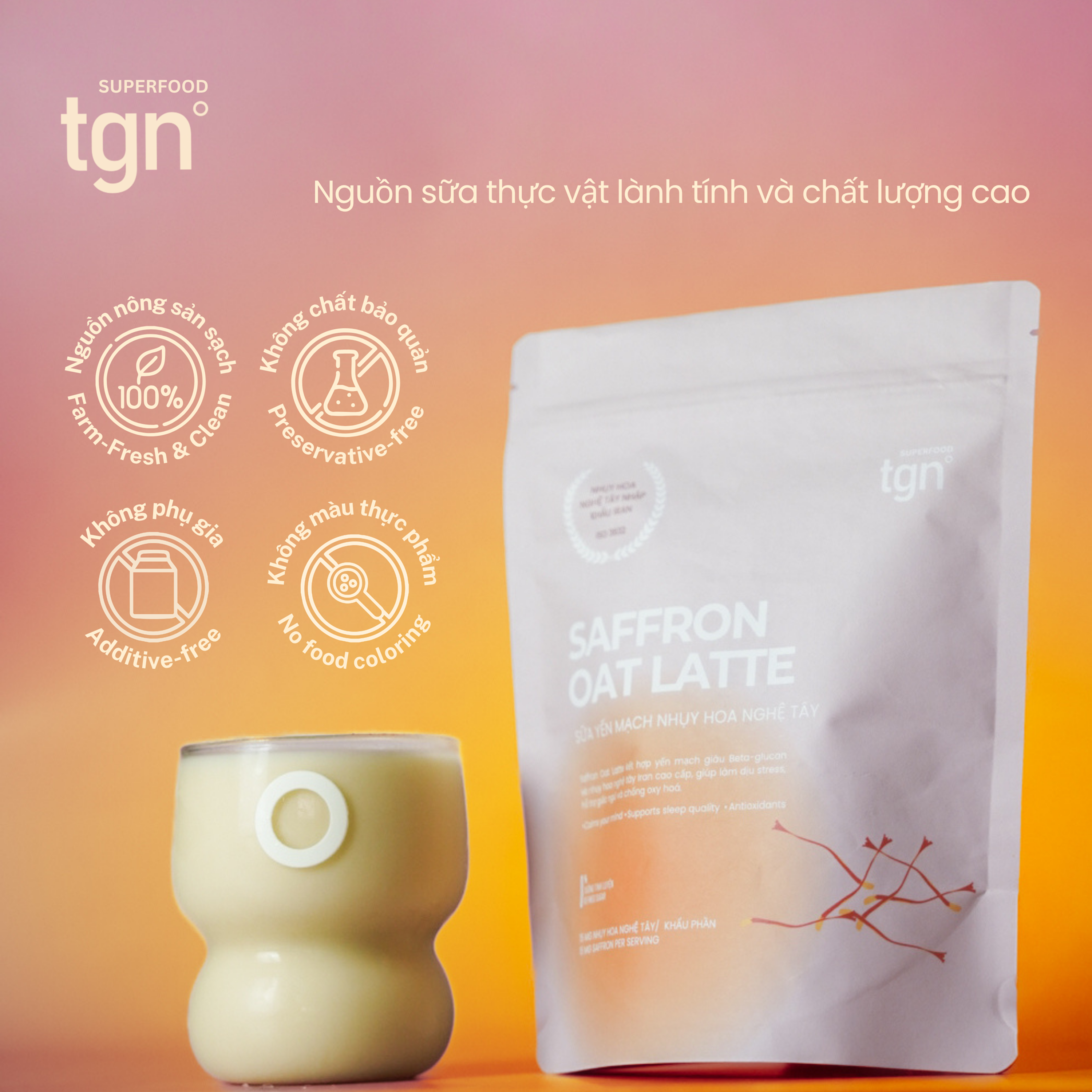 Sữa yến mạch nhụy hoa nghệ tây hòa tan vị truyền thống - Saffron Oat Latte