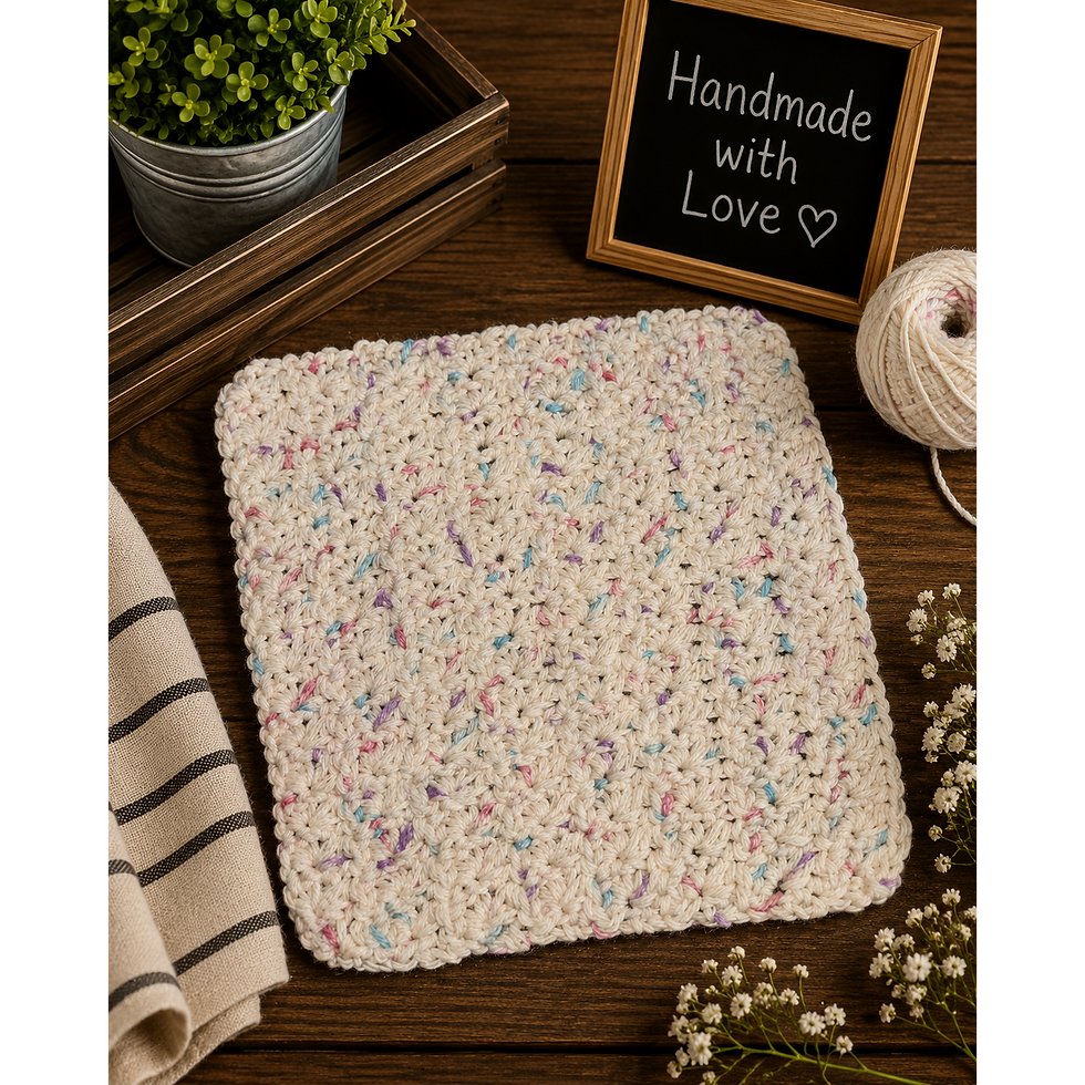 Thumbnail: Handmade large speckled dishcloth on a wooden surface