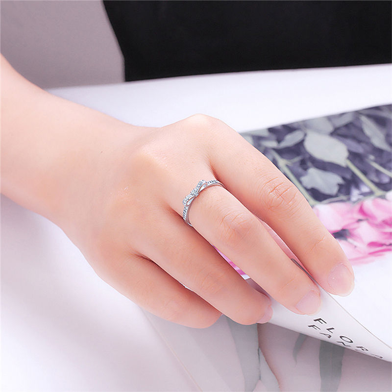 Thumbnail: CLUCI Cute 925 Sterling Silver Bowknot Women Party Wedding Ring Jewelry High Qua