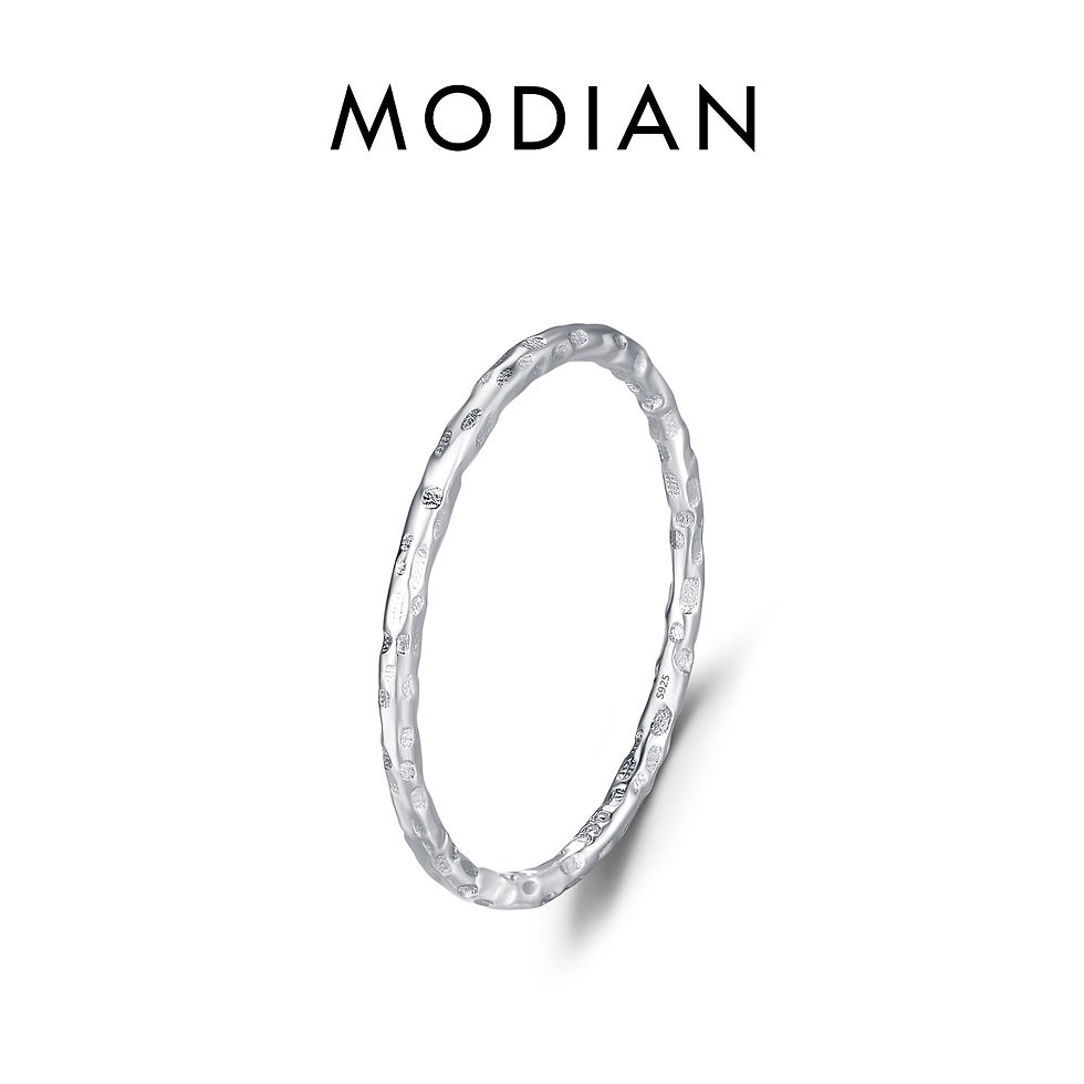 Thumbnail: MODIAN 925 Sterling Silver Simple Fashion Stackable Ring Classic Wave Geometric 