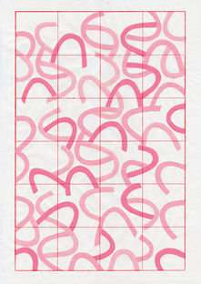 Papiers découpés roses. 17 x 25 cm. Acrylique & papier de riz