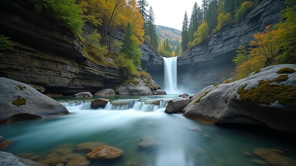 Eye-level view of Johnston Canyon waterfalls