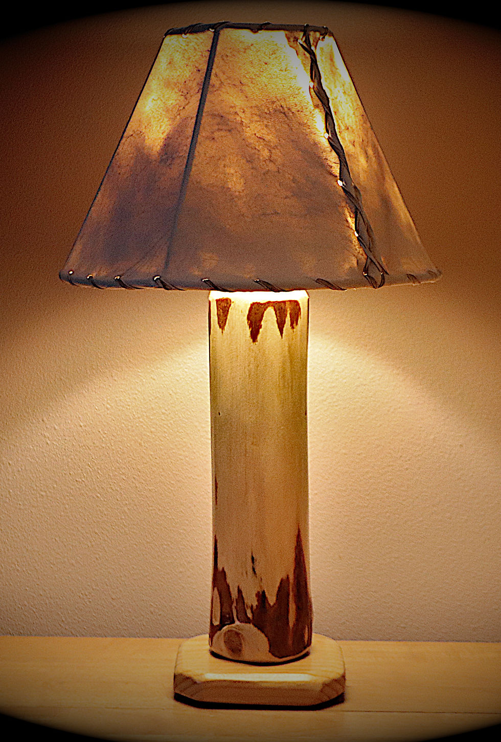 Little Sawtooth Rustic Log Lamp – Handmade in Idaho with Rawhide Shade