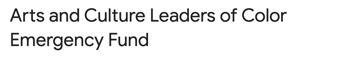 Arts and Culture Leaders of Color Emergency Fund