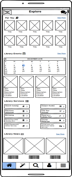 Explore Page Wireframe