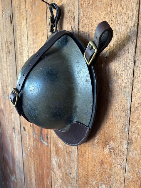 Thumbnail: light horse British WWI & WWII Leather Brodie Helmet Carrier for Saddle