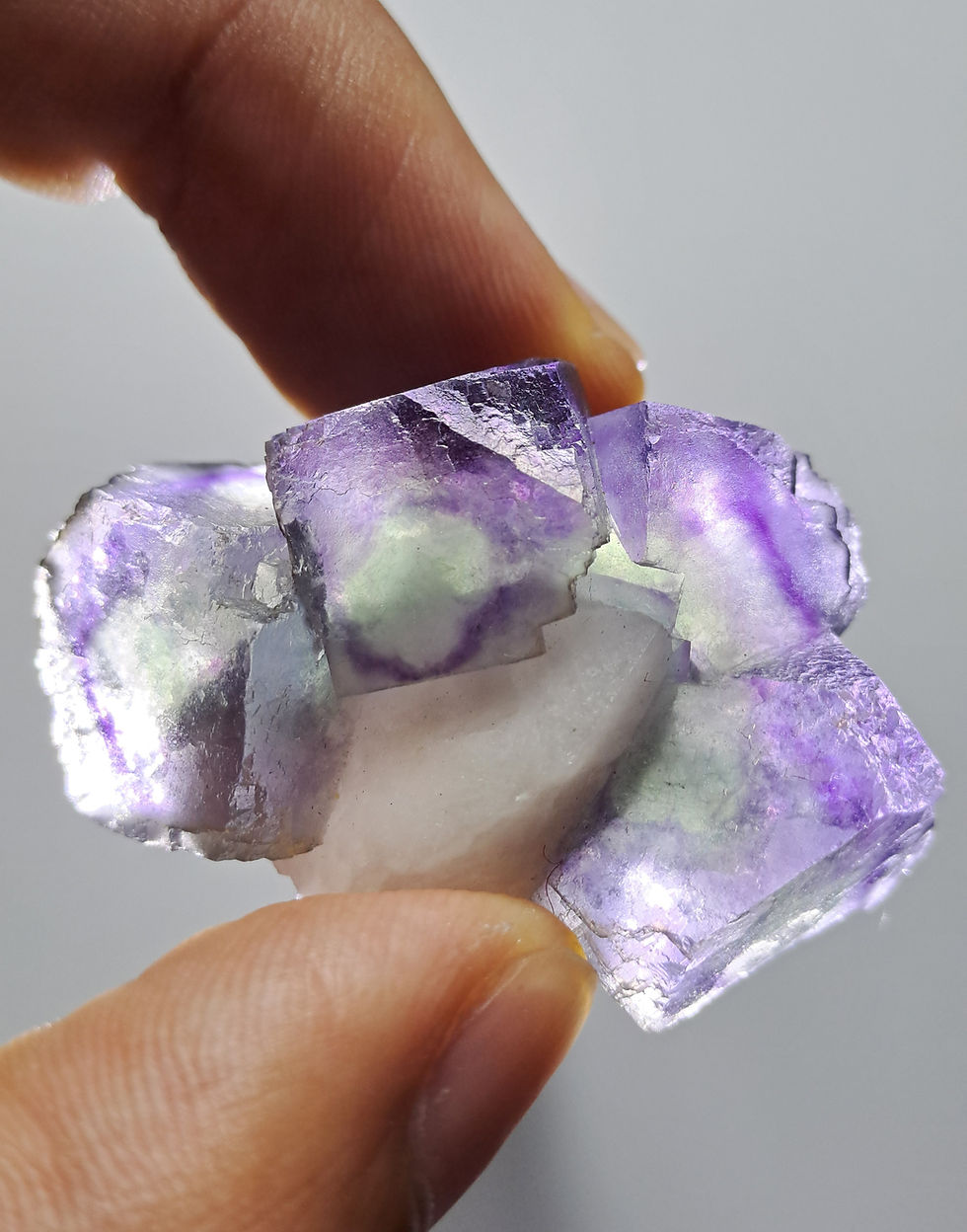Thumbnail: Alien Fluorite w\ Candle Quartz, Huangganglian, China