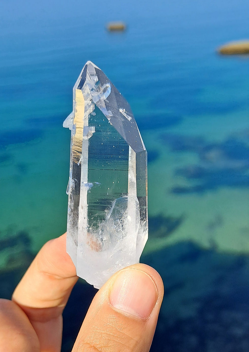 Miniatura: Cristal Quartzo Lemuriano Alta Qualidade c\ Arco-Íris