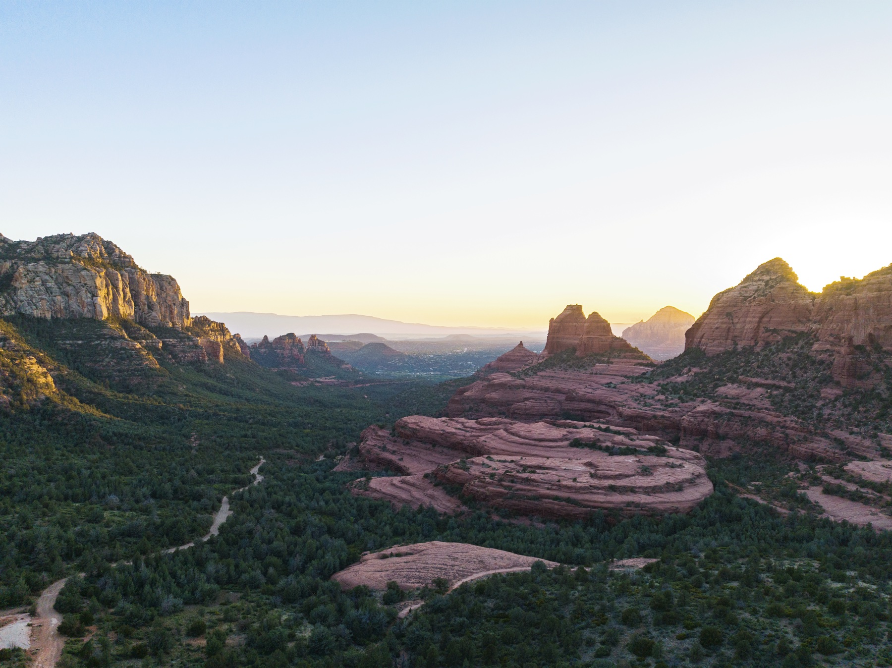 Red rock ridges and forest above Sedona at Schnebly Hill.