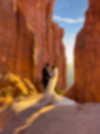 A couple elopes at Cathedral Rock in Sedona, Arizona. Photo by Shannon Roberts for Arizona Photo and Video.