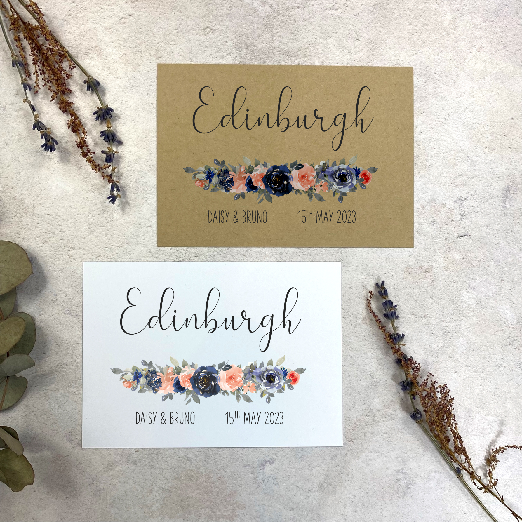 Peach & Navy Table Name Sign