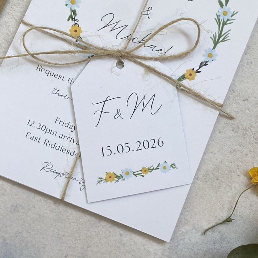Daisy Wildflower Wedding Favour Tags