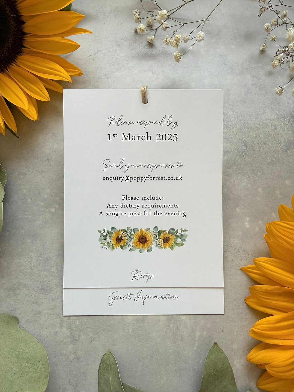 Thumbnail: Sunflower and Gypsophila Tiered Wedding Invites -White