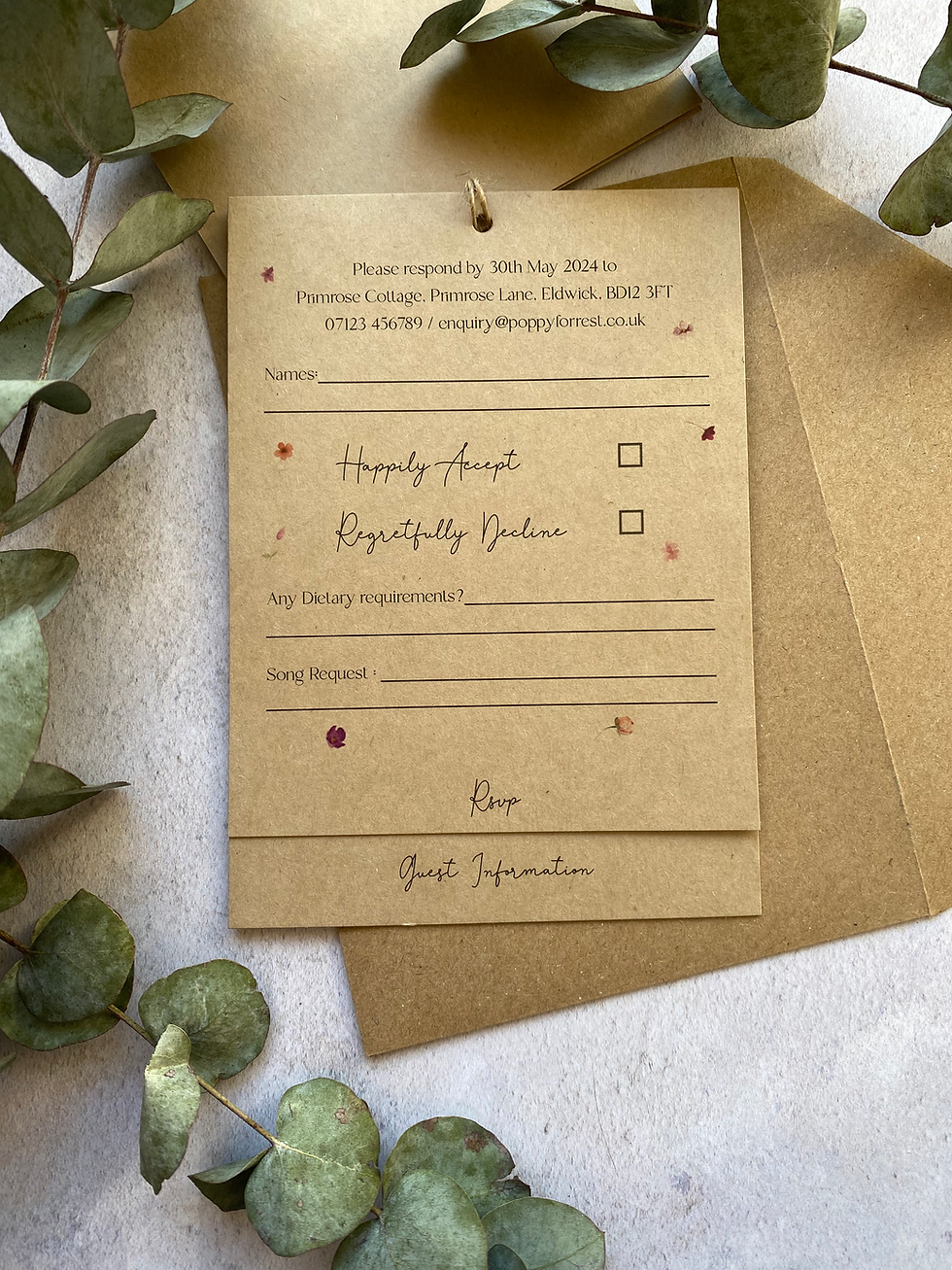 Thumbnail: Scattered Wildflower Tiered Wedding Invites - Kraft