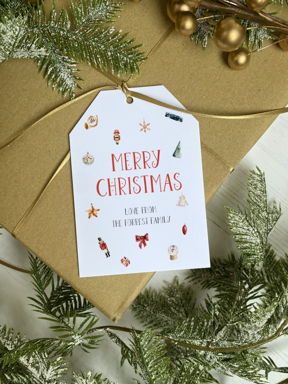 Thumbnail: Personalised Christmas Gift Tags (x10) - Vintage Decorations