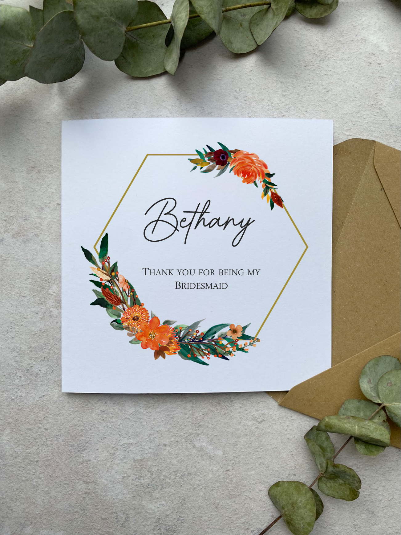 Bridesmaid Thank You Card - Burnt Orange
