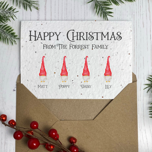 Little Gnome Personalised Christmas Seed Cards poppyforrestkraft