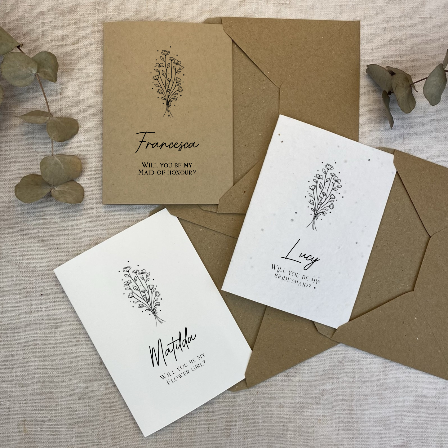 Bridesmaid Proposal Card - Floral Outline