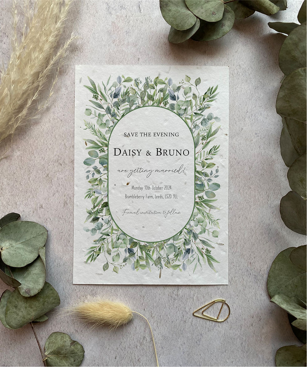 Thumbnail: Seed Paper Wedding Save The Dates - Greenery