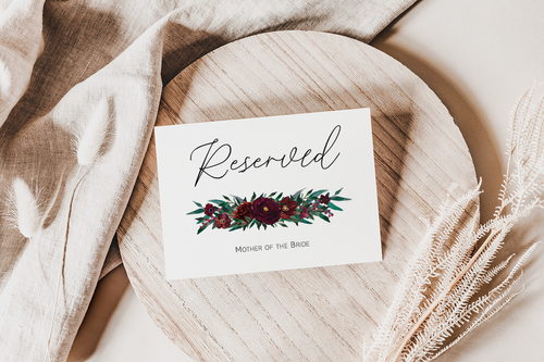 Burgundy Flower Reserved Sign | poppy-forrest-kraft